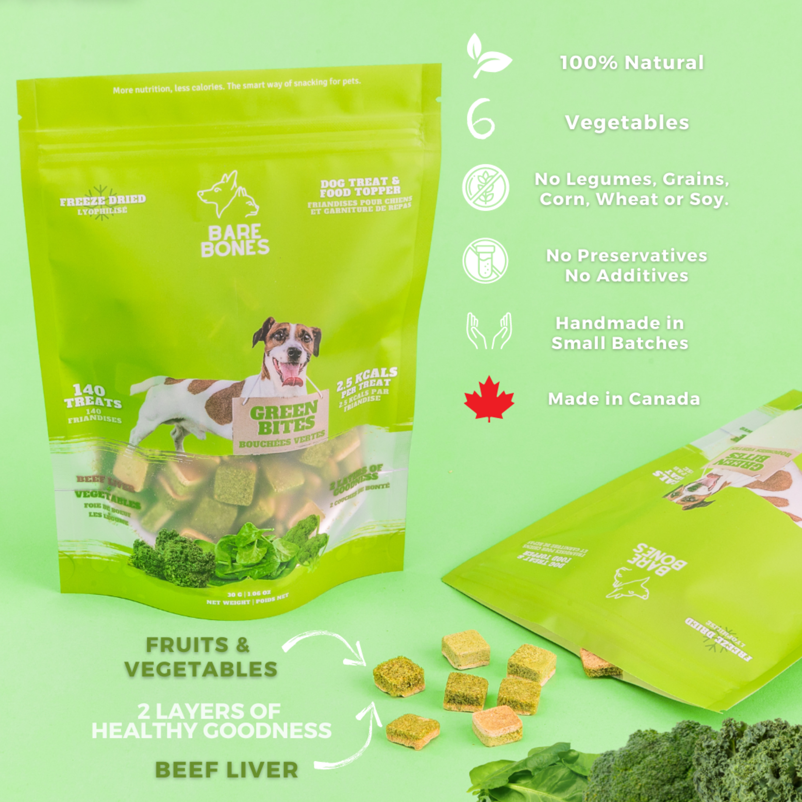 Bare Bones Bare Bones - Green Bites - 35g (140 treats)