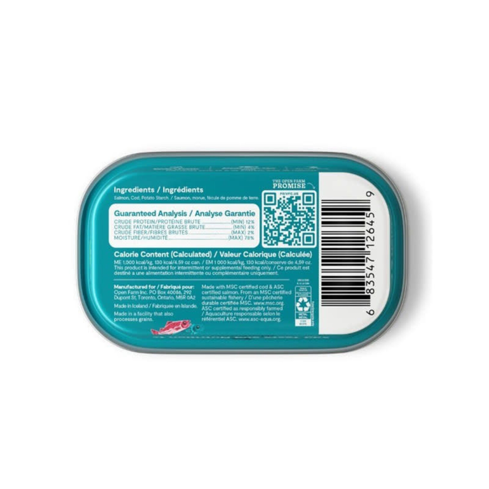 Open Farm Open Farm - Saumon et morue - Garniture pour nourriture - 4.5oz