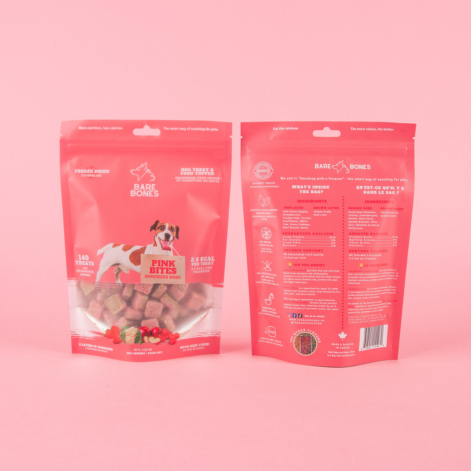 Bare Bones Bare Bones - Bouchées Rose - 35g (140 treats)