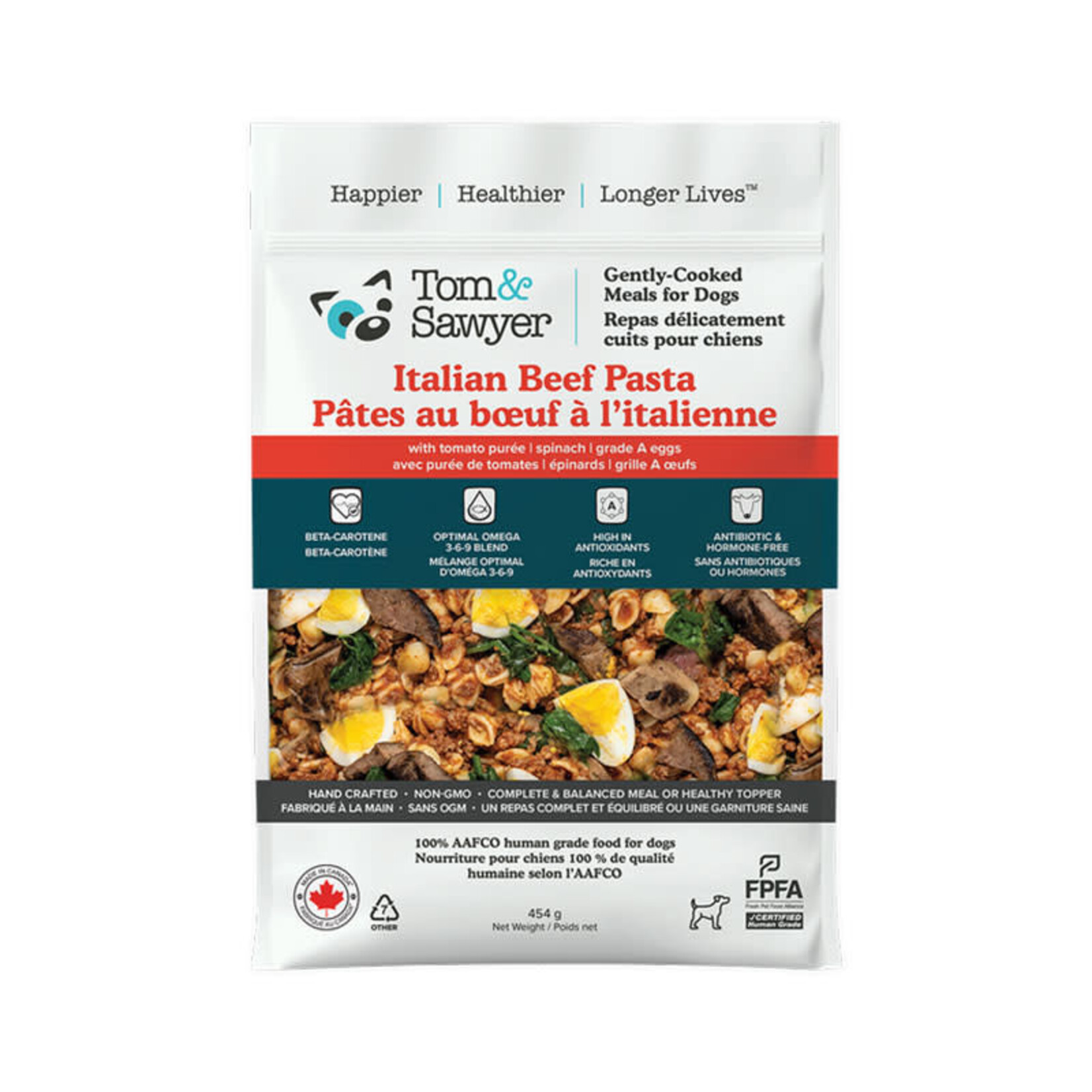 Tom & Sawyer Tom & Sawyer - Dog -  Gently Cooked - Italian Beef Pasta - 1lb