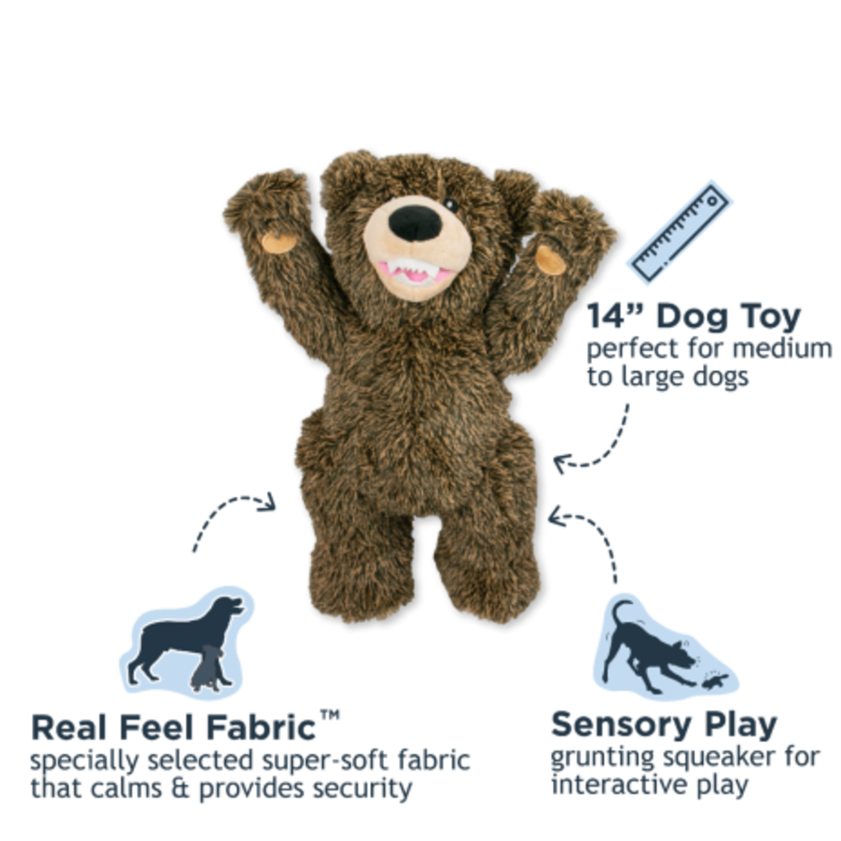 Tall Tails - Grizzly - Jouet couineur et corde pour l'intérieur du corps – 14″