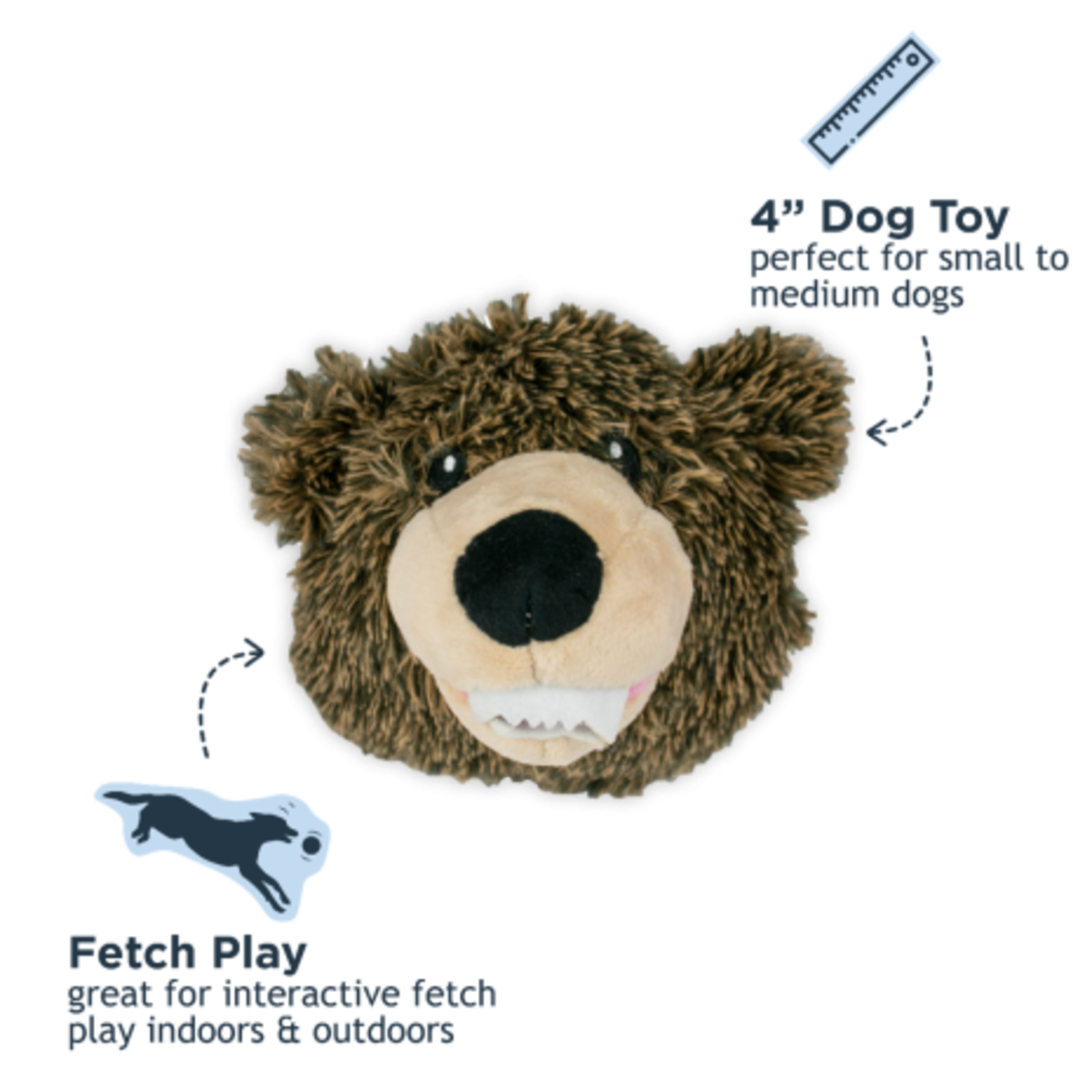 Tall Tails – Grizzly – Balle couinante 2 en 1 – 4″