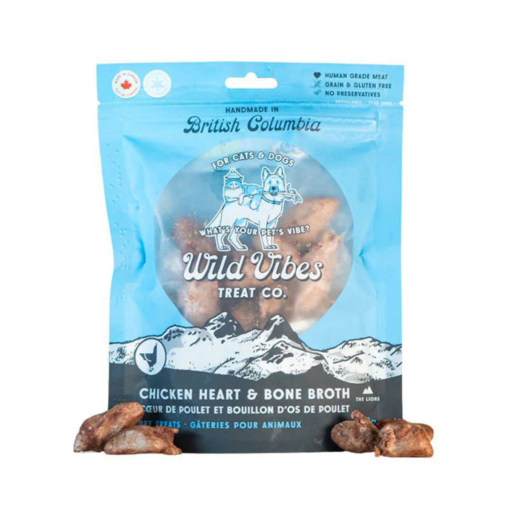 Wild Vibes Wild Vibes - Gâteries de bouillon de cœur et d'os de poulet - 68g