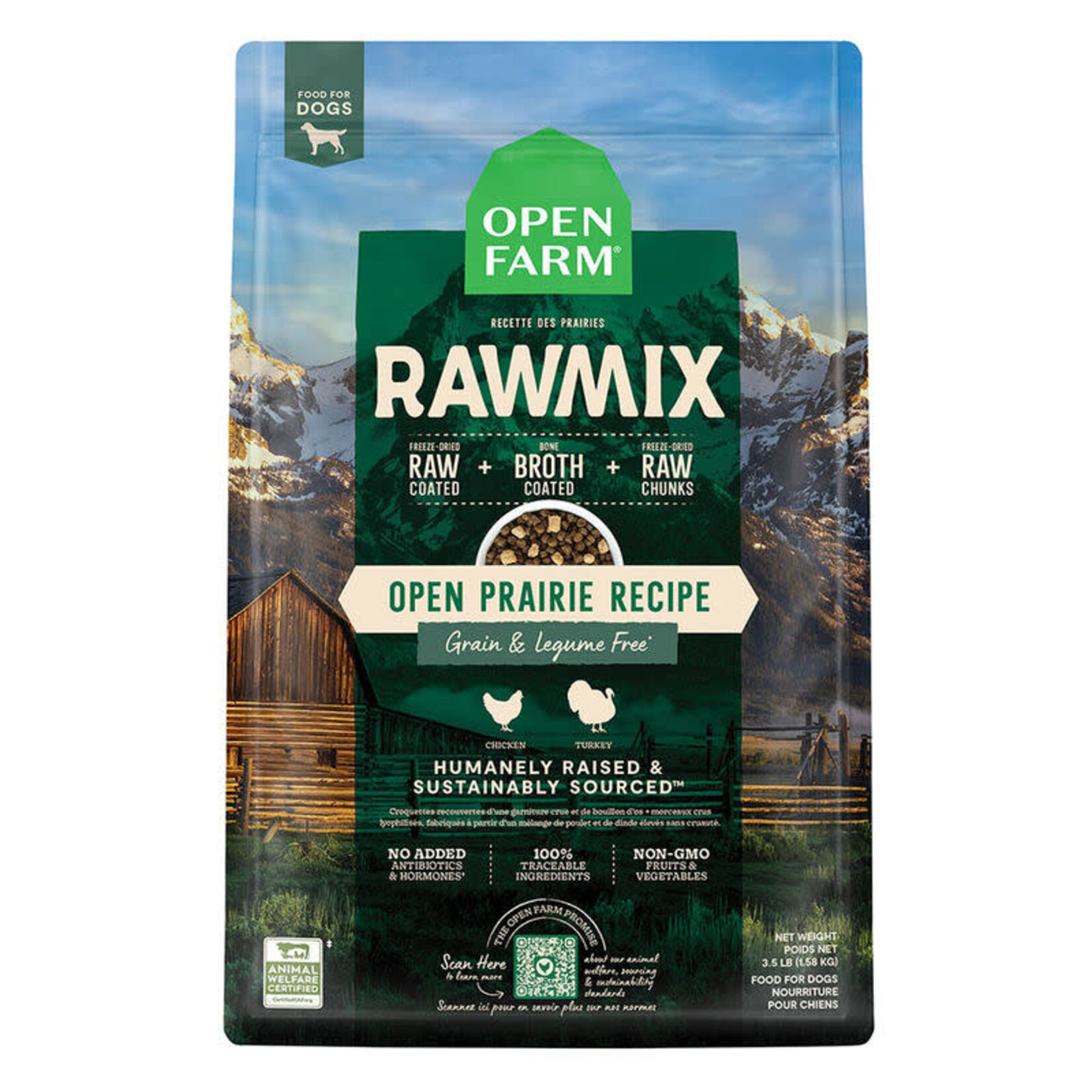 Open Farm RAWMIX - Recette Open Prairie sans céréales ni légumineuses