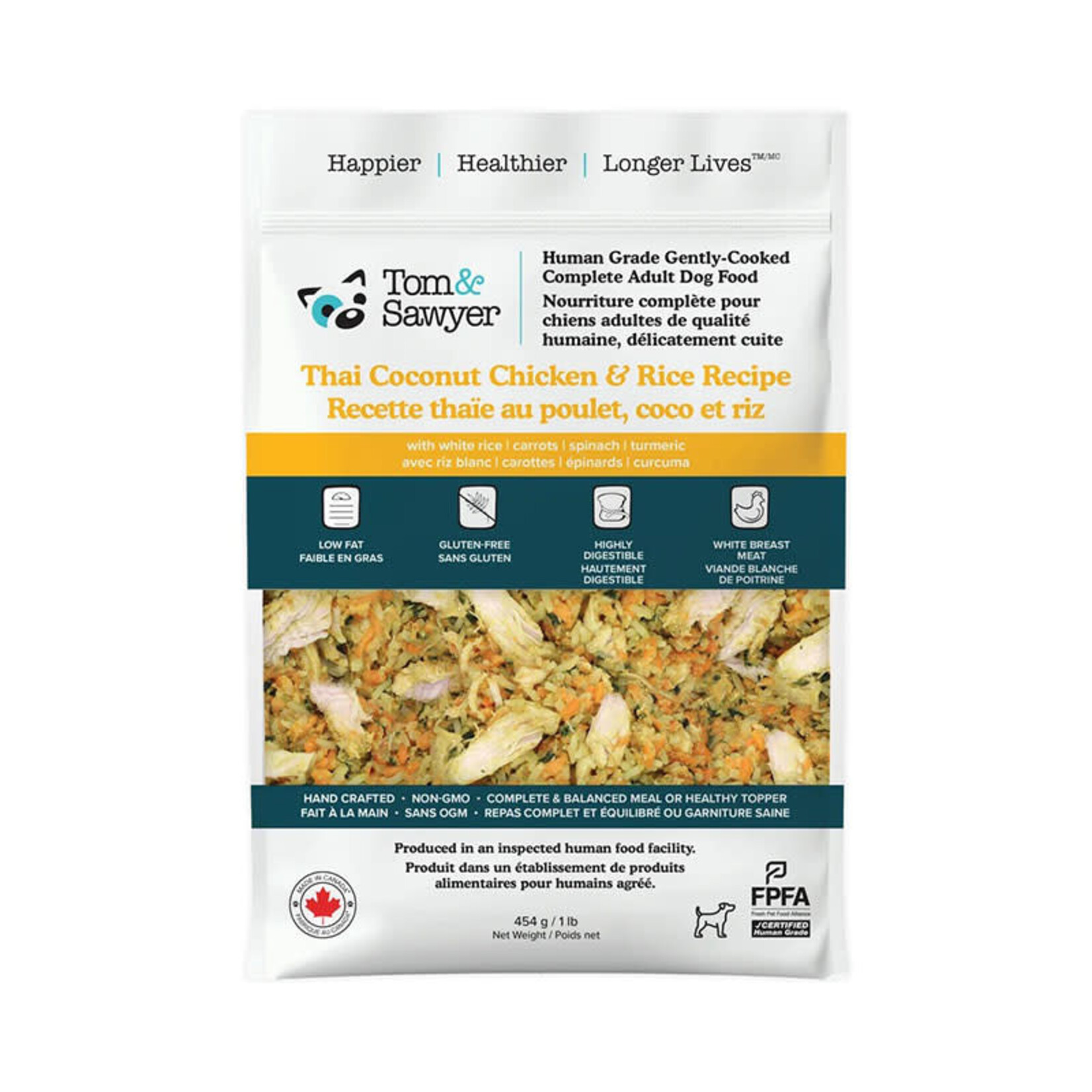 Tom & Sawyer Tom & Sawyer - Gently Cooked - Thai Coconut Chicken & Rice Recipe - 1lb