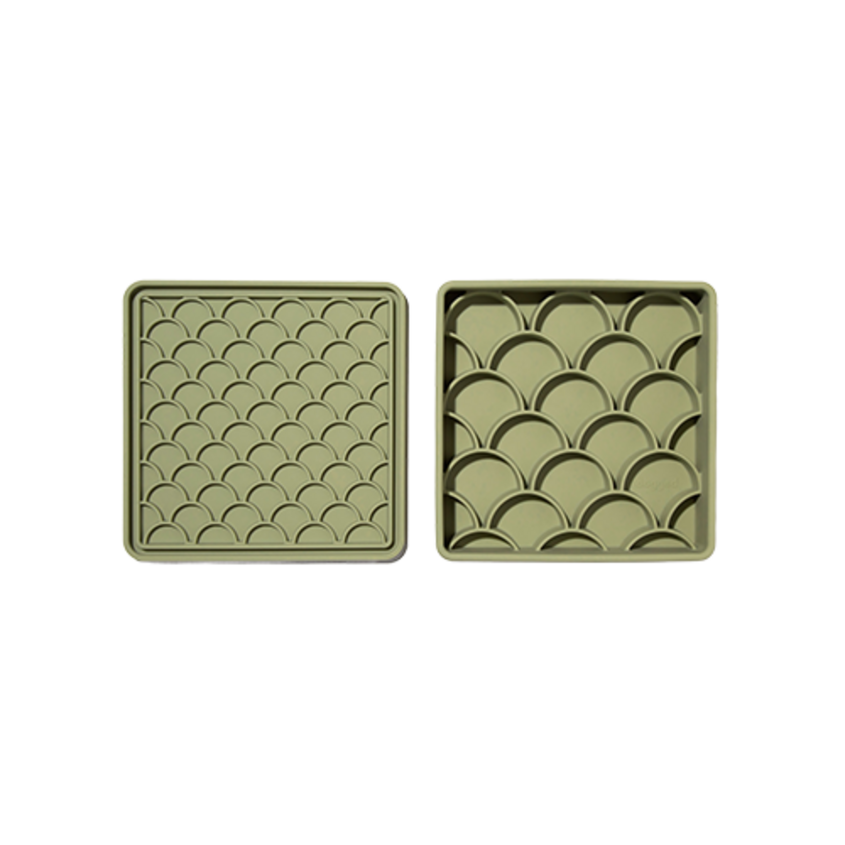 dogged - 3-in-1 Fish Scale Slow Feeder Bowl - Olive