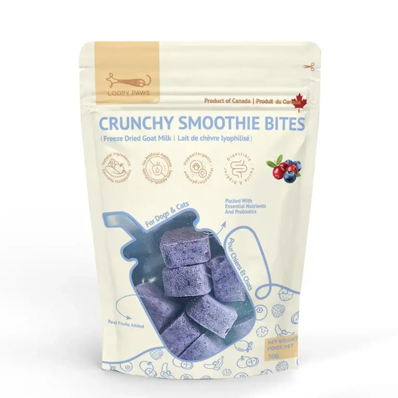 Loopy Paws Loopy Paws - Crunchy Smoothie Bites - Baies mélangéess - 30g