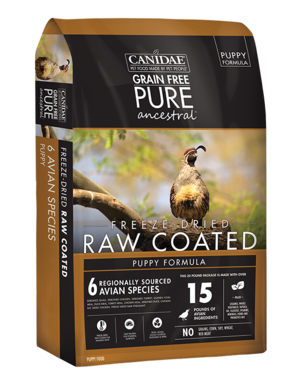 CANIDAE Canidae PURE Ancestral Grain Free Avian Puppy Recipe with Quail, Chicken, & Turkey Raw Coated Dry Dog Food