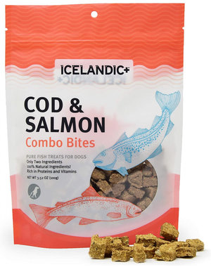  Icelandic+ Cod & Salmon Combo Bites Fish Dog Treats 3.5-oz