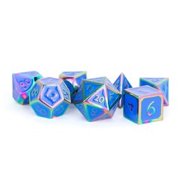 Metal Dice Set (Rainbow w/ Blue Enamel)