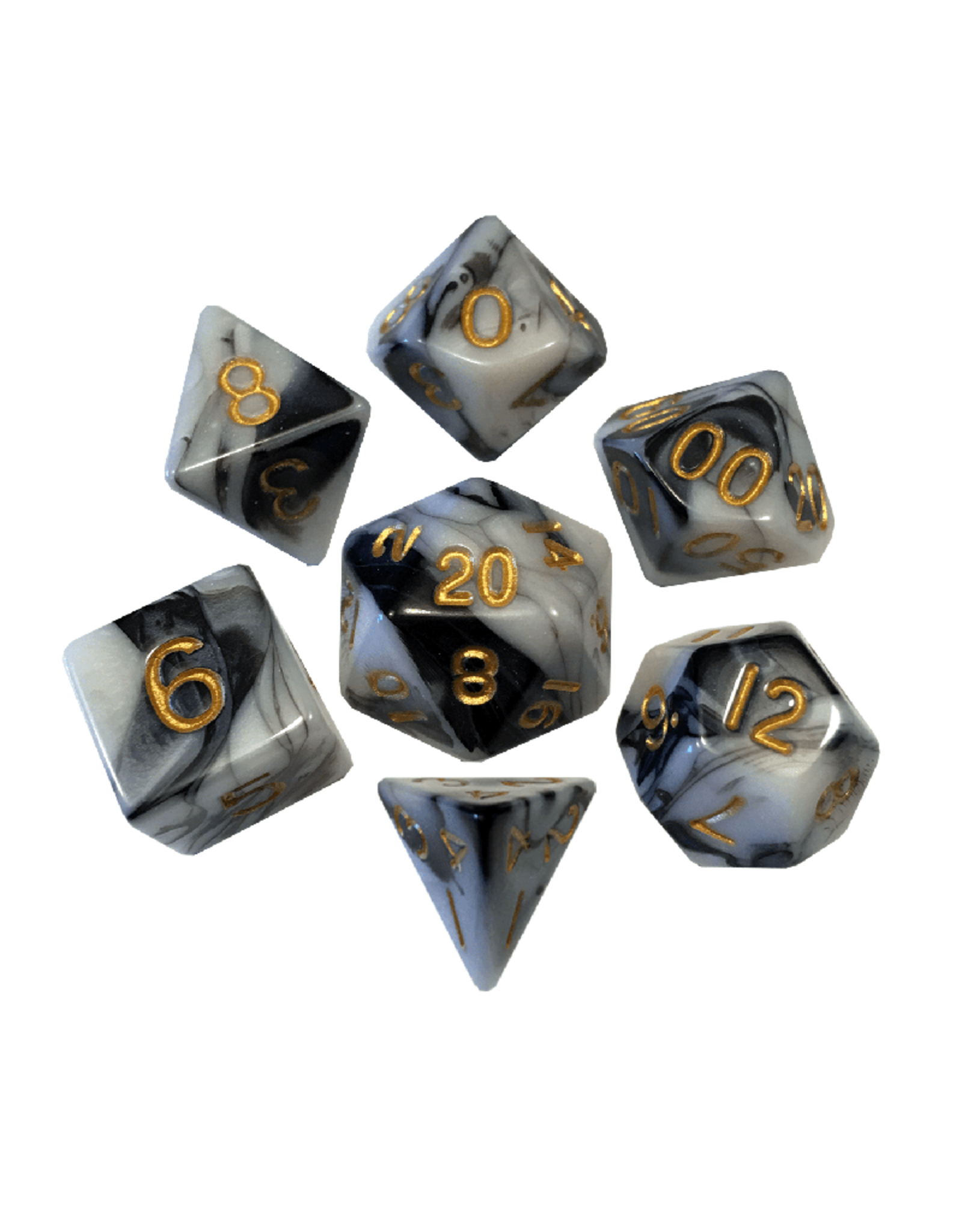 Polyhedral Dice Set: Marble - Gold
