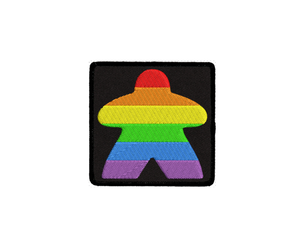 RAINBOW MEEPLE (BLACK) - IRON-ON PATCH