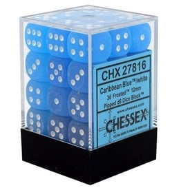 12mm D6 Dice Block (Frosted Caribbean Blue w/White)
