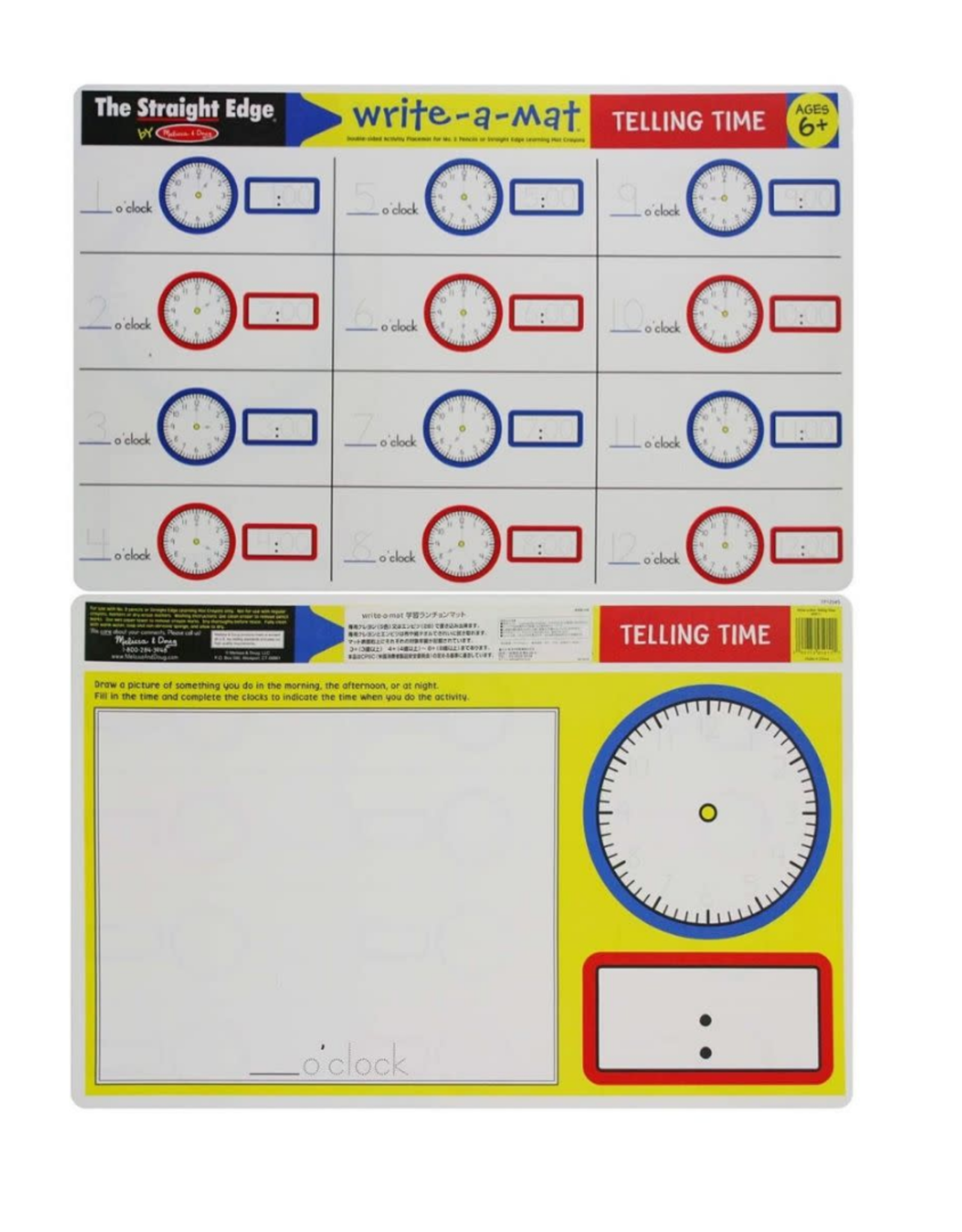Melissa and Doug Learning Mats - Telling Time