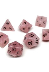 Stone Polyhedral Dice Set: Rose Quartz, Signature Font