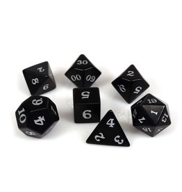 Stone Polyhedral Dice Set: Obsidian, Signature Font