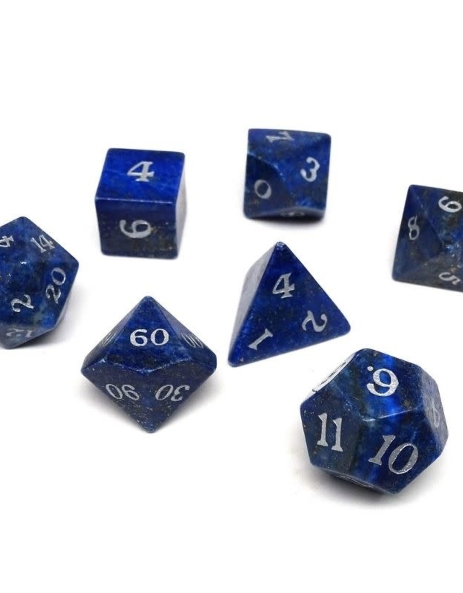 Stone Polyhedral Dice Set: Lapis Lazuli, Signature Font