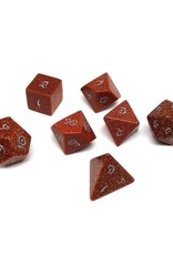Stone Polyhedral Dice Set (Goldstone, Elven Font)
