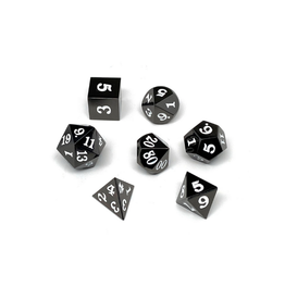 Metal Polyhedral Dice Set (Gunmetal w/White Signature)