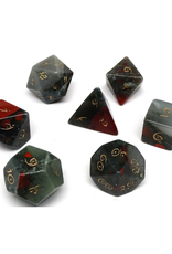 Stone Polyhedral Dice Set: African Bloodstone, Elven Font