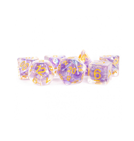 Polyhedral Dice Set: Resin Pearl - Purple w/Gold