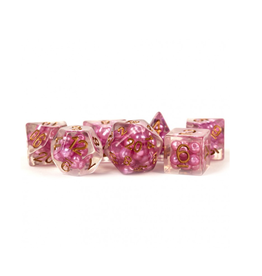 Polyhedral Dice Set: Resin Pearl - Pink w/Copper
