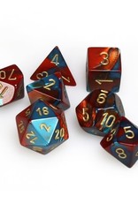 Polyhedral Dice Set: Gemini Red-Teal w/Gold