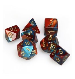 Polyhedral Dice Set: Gemini Red-Teal w/Gold