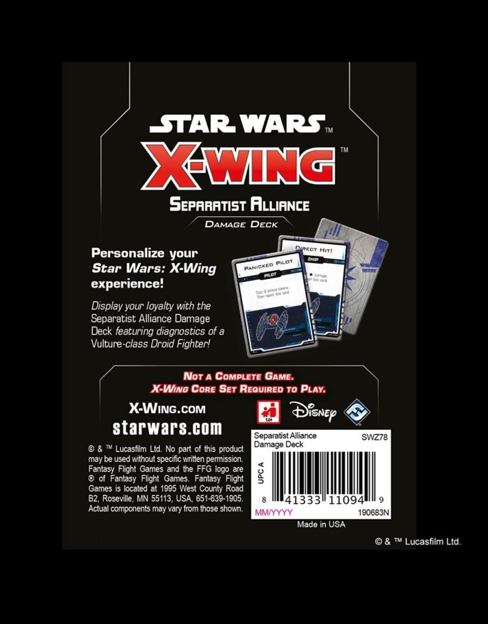 Atomic Mass Games Star Wars X-Wing: Separatist Alliance Damage Deck - 2nd Edition