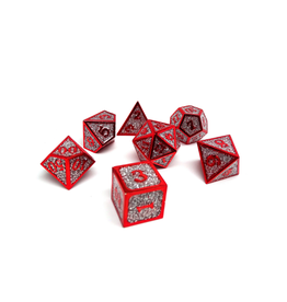 Heroic Dice of Metallic Luster (Silver w/ Red)