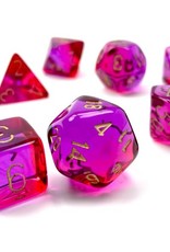 Polyhedral Dice Set: Luminary Gemini - Translucent Red-Violet/Gold