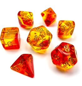 Polyhedral Dice Set (Luminary Gemini Translucent Red-Yellow/Gold)