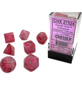 Polyhedral Dice Set: Ghostly Pink w/Silver