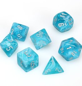 Polyhedral Dice Set: Cirrus - Aqua w/Silver