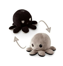 TeeTurtle Reversible Octopus Mini Plush: Black/Gray