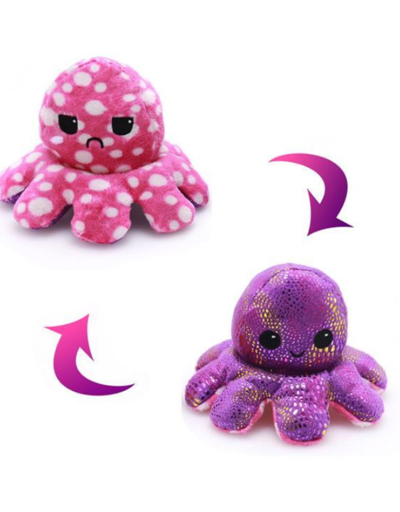 TeeTurtle Reversible Octopus Mini Plush: Polka Dot/Shimmer