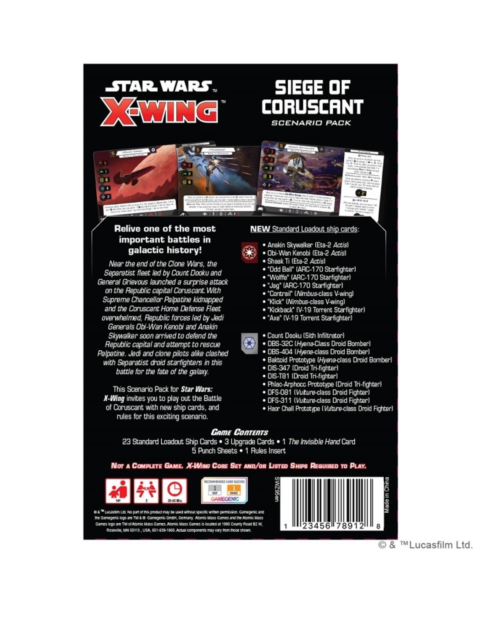 Atomic Mass Games Star Wars X-Wing: Siege of Coruscant Battle Pack - 2nd Edition
