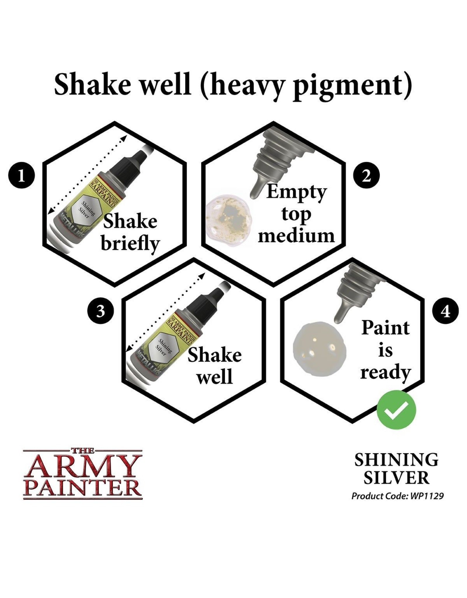 The Army Painter Warpaint: Metallics - Shining Silver (18ml)