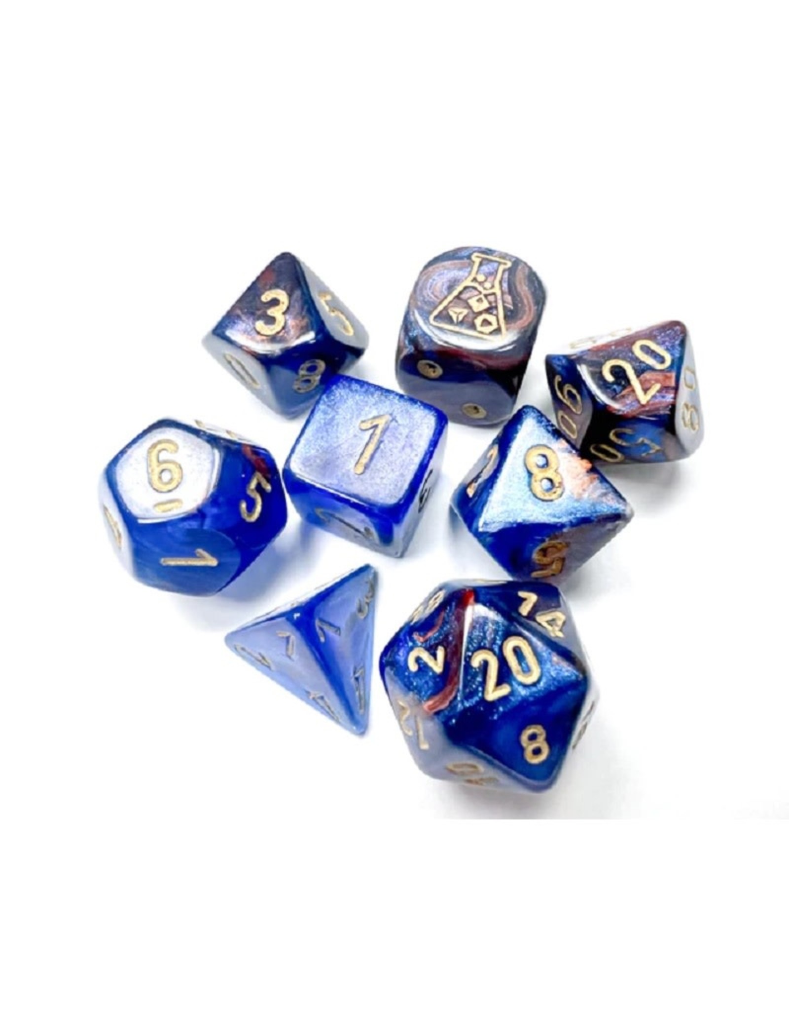 Polyhedral Dice Set: Lustrous - Azurite/Gold
