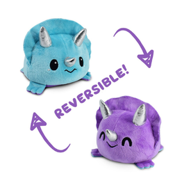 TeeTurtle Reversible Triceratops Mini Plush: Purple/Blue