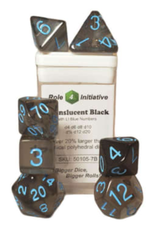 Role 4 Initiative Polyhedral Dice Set: Translucent - Black/Light Blue