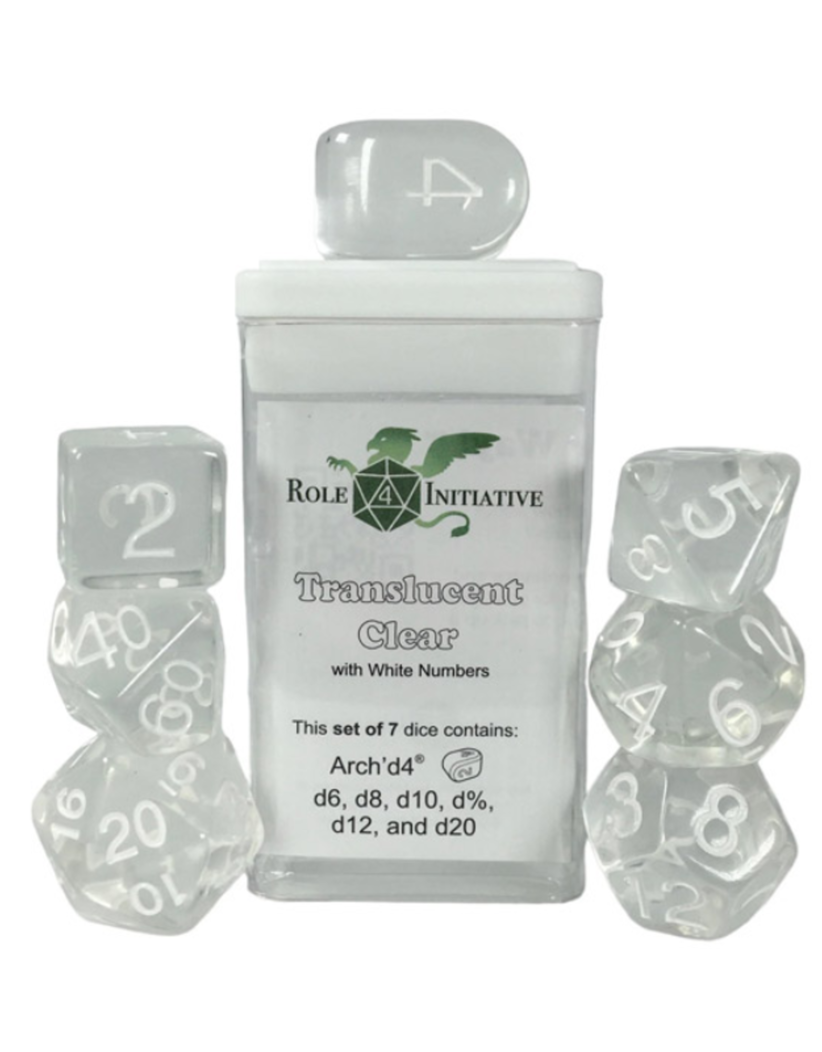 Role 4 Initiative Polyhedral Dice Set: Translucent - Clear