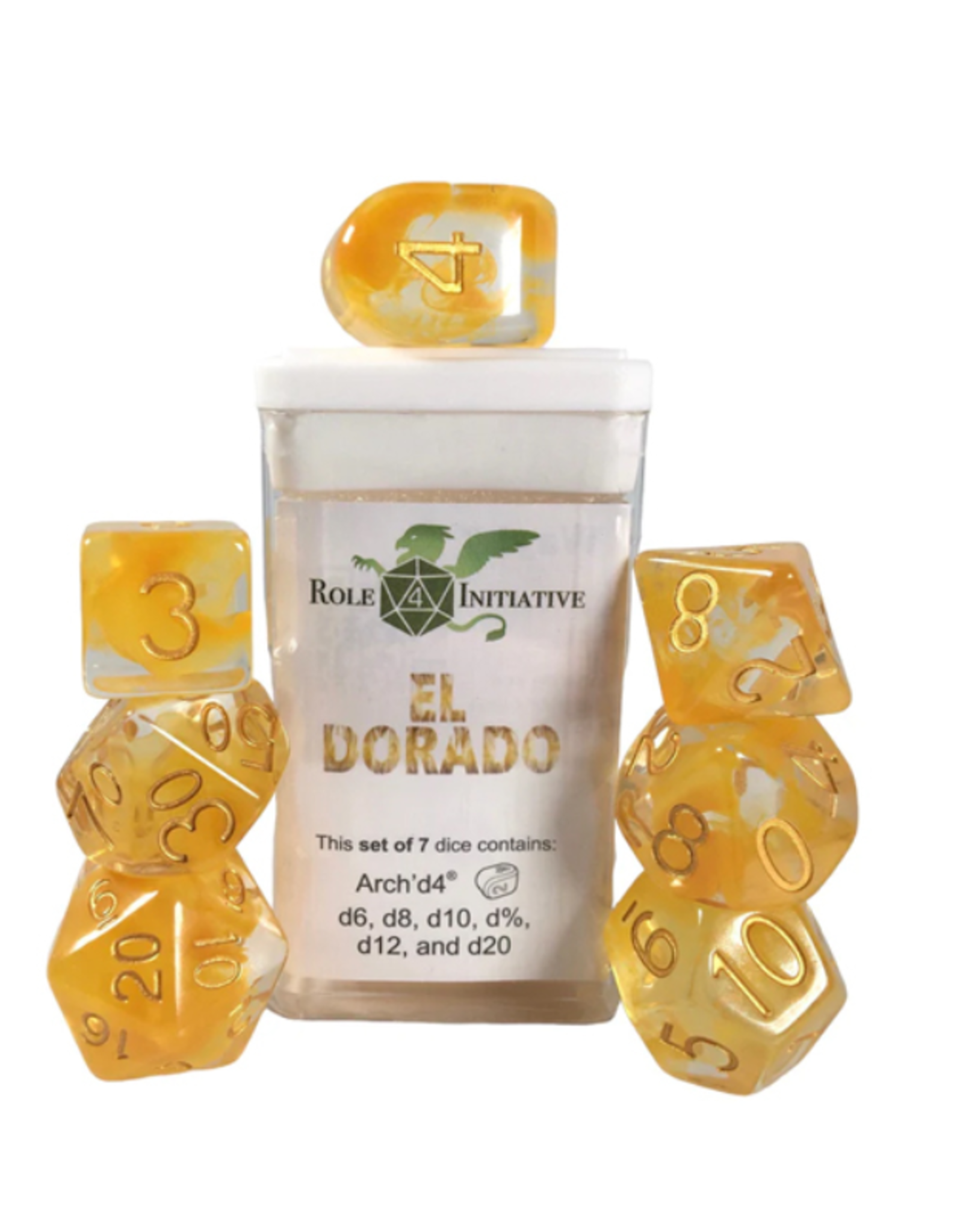 Role 4 Initiative Polyhedral Dice Set: Diffusion - El Dorado