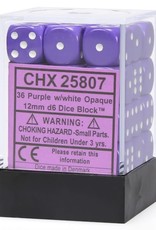(S/O) 12mm D6 Dice Block: Opaque Purple w/White