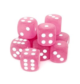 (S/O) 16mm D6 Dice Block: Frosted Pink w/White