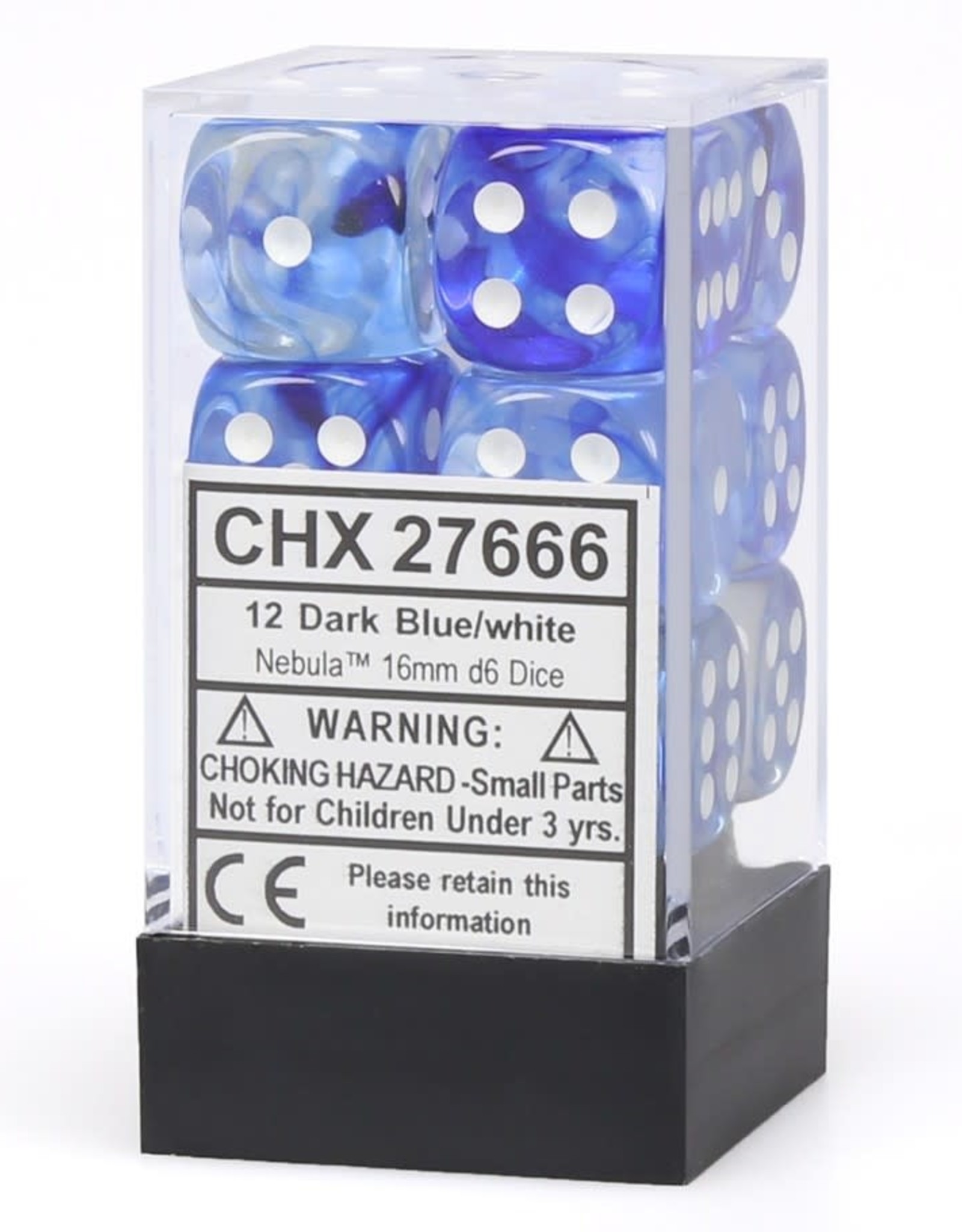 (S/O) 16mm D6 Dice Block: Nebula Dark Blue w/White