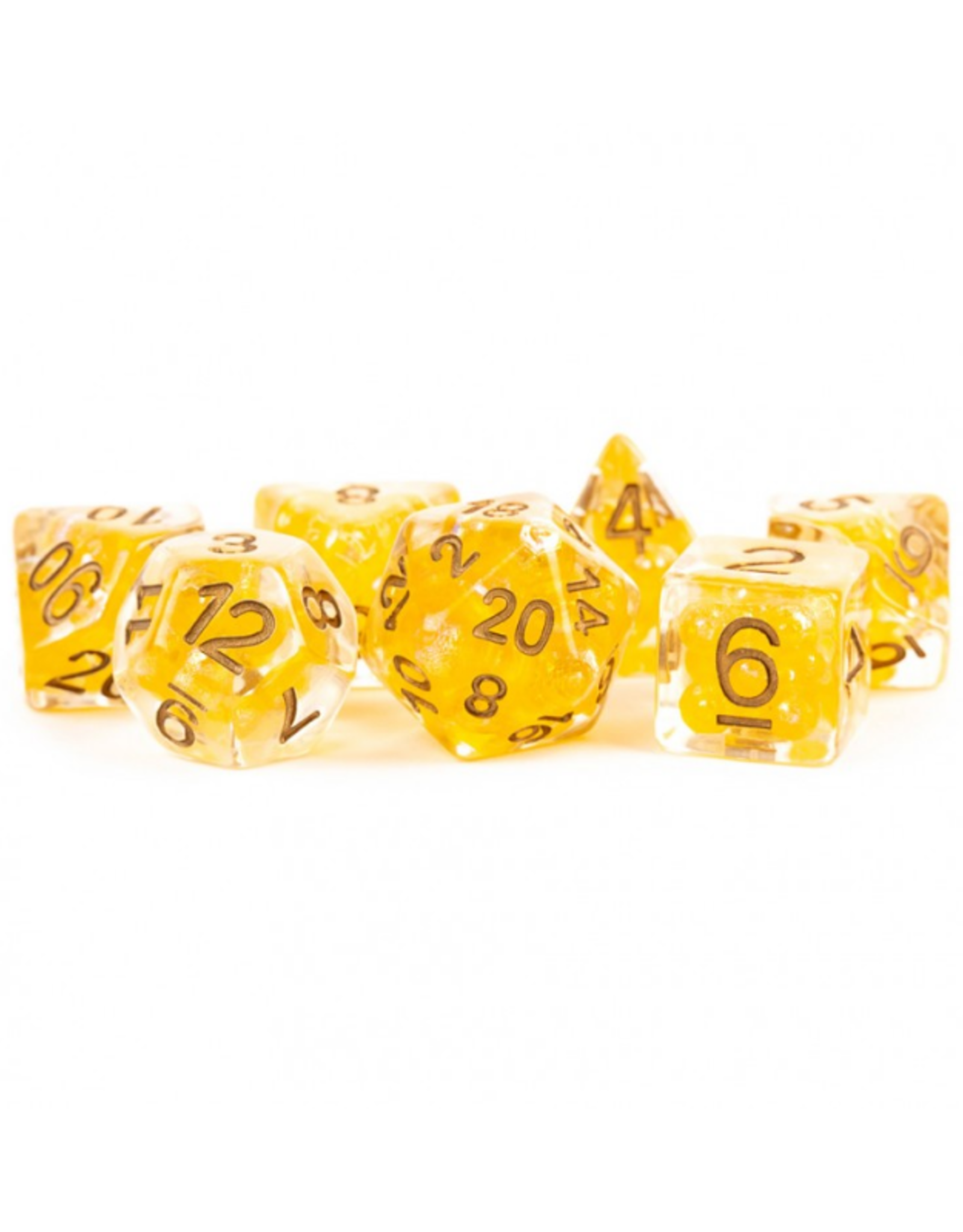 (S/O) Polyhedral Dice Set: Resin Pearl - Citrine w/Copper