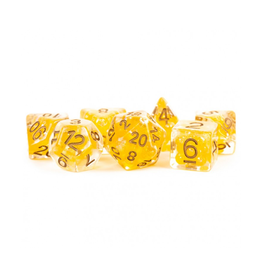 Polyhedral Dice Set: Resin Pearl - Citrine w/Copper