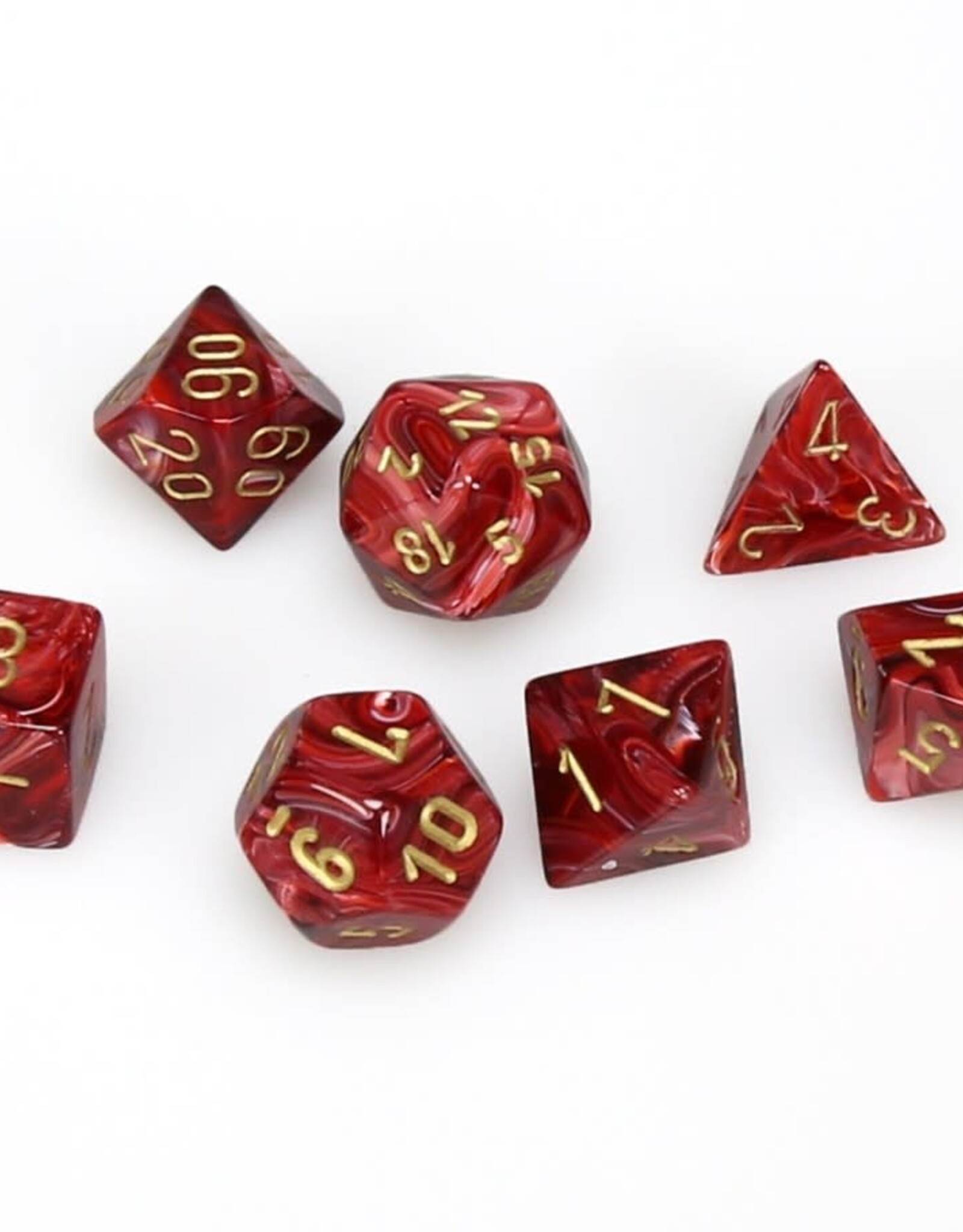 Polyhedral Dice Set: Vortex - Burgundy w/Gold