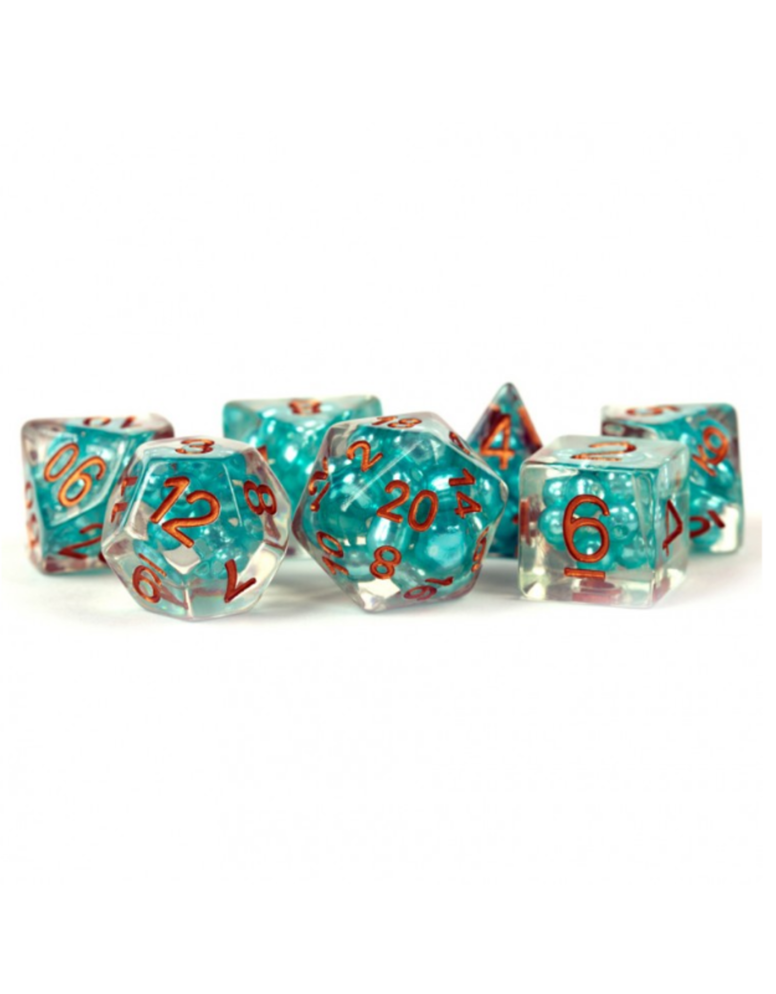 Polyhedral Dice Set: Resin Pearl - Teal w/Copper